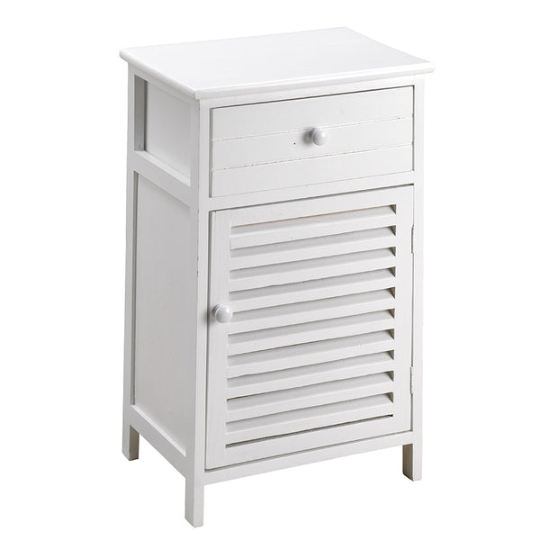 prezzo Commode avec 1 Tiroir et 1 Porte en Bois de Paulownia Blanc Fadi