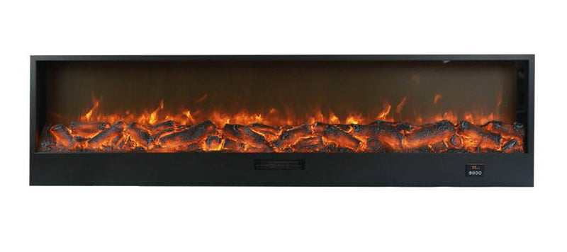 Camino Elettrico da Incasso 50,7x20x200 cm 1500W Effetto Fiamma Sined Vesuvio Nero-2