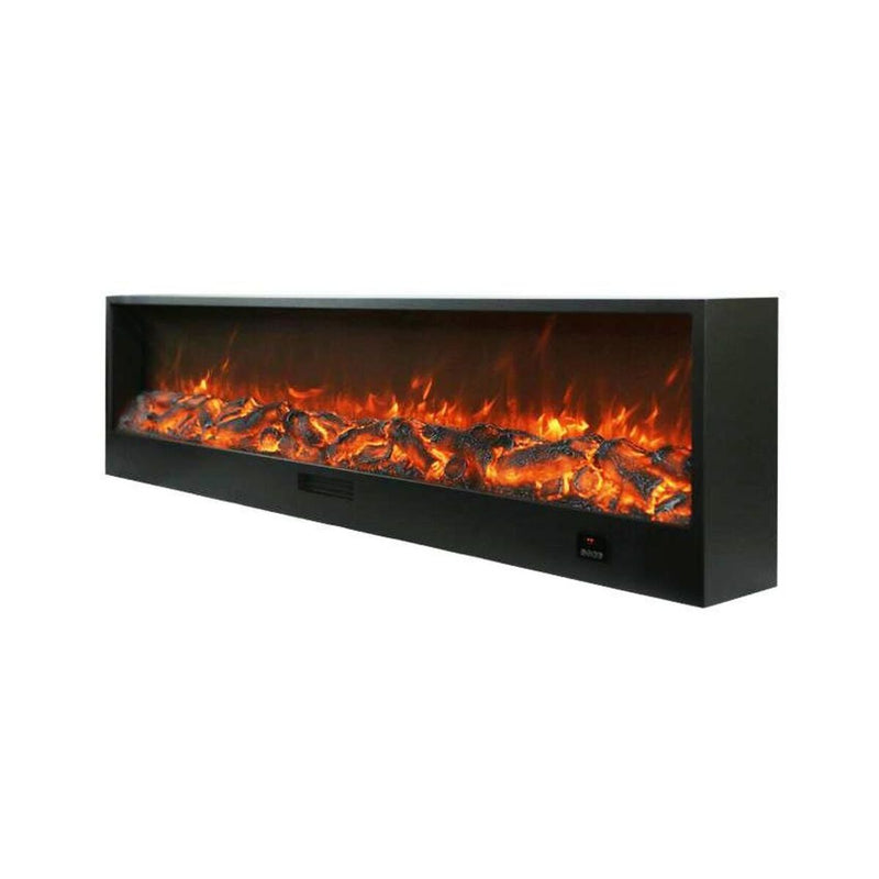 Camino Elettrico da Incasso 50,7x20x200 cm 1500W Effetto Fiamma Sined Vesuvio Nero-1