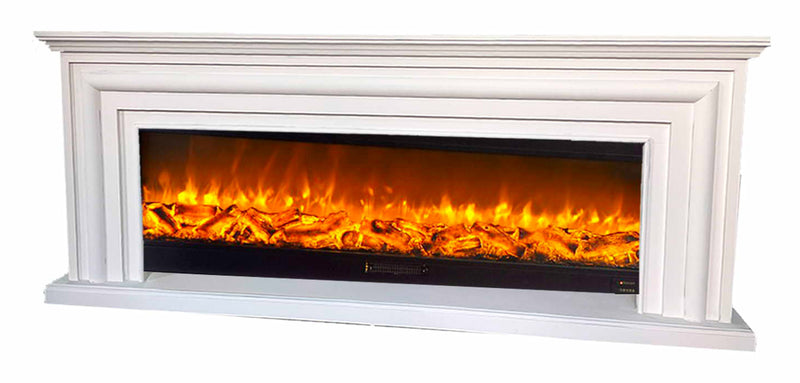 Camino Elettrico da Pavimento Effetto Fiamma 200x33x83 cm 1500W Sined Merapi Bianco-1