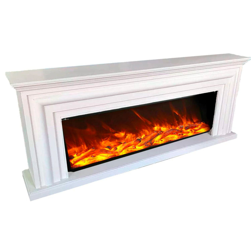 Camino Elettrico da Pavimento Effetto Fiamma 200x33x83 cm 1500W Sined Merapi Bianco-2