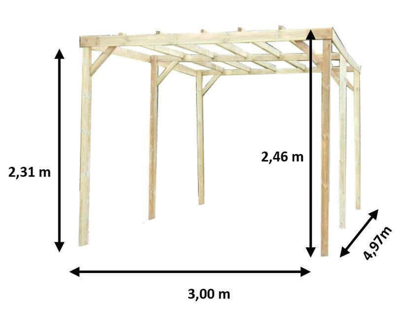 Pergola da Giardino 3x4,98x2,47 m in Legno Senza Copertura -3