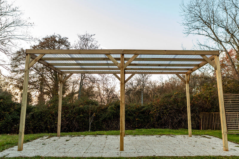 Pergola da Giardino 3x4,98x2,47 m in Legno Copertura in PVC -3