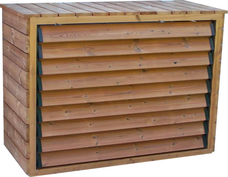 Copri Condizionatore con Veneziane Mobili 132x58x147 cm in Legno Abete Termo Trattato-1