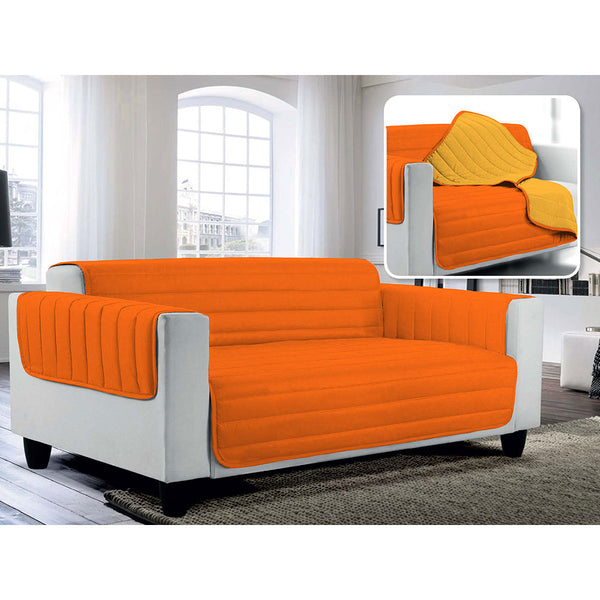 sconto Housse de canapé matelassée en Microfibre Doubleface Orange/Jaune