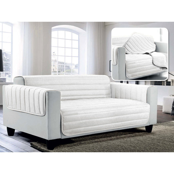 Housse de canapé matelassée en Microfibre Doubleface Blanc/Blanc acquista