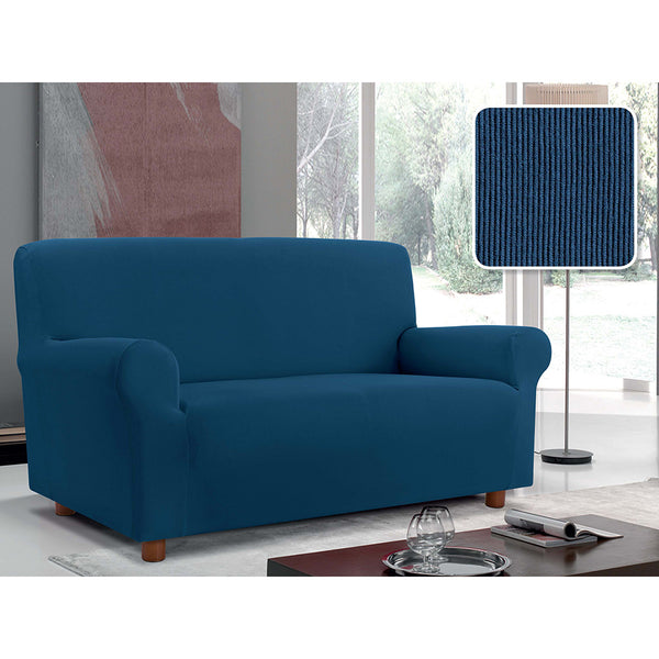 Housse de canapé stretch en Tissu Rayé Bleu Nuit sconto