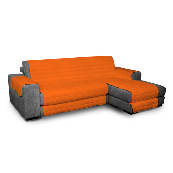 Housse de canapé matelassée en microfibre avec péninsule droite orange sconto