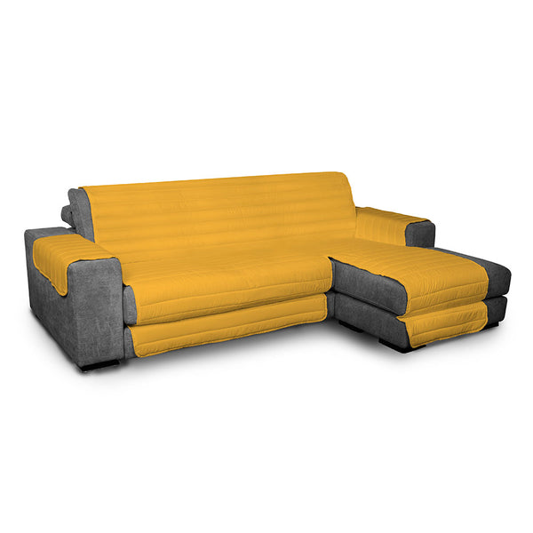 sconto Housse de canapé matelassée en microfibre avec péninsule droite jaune