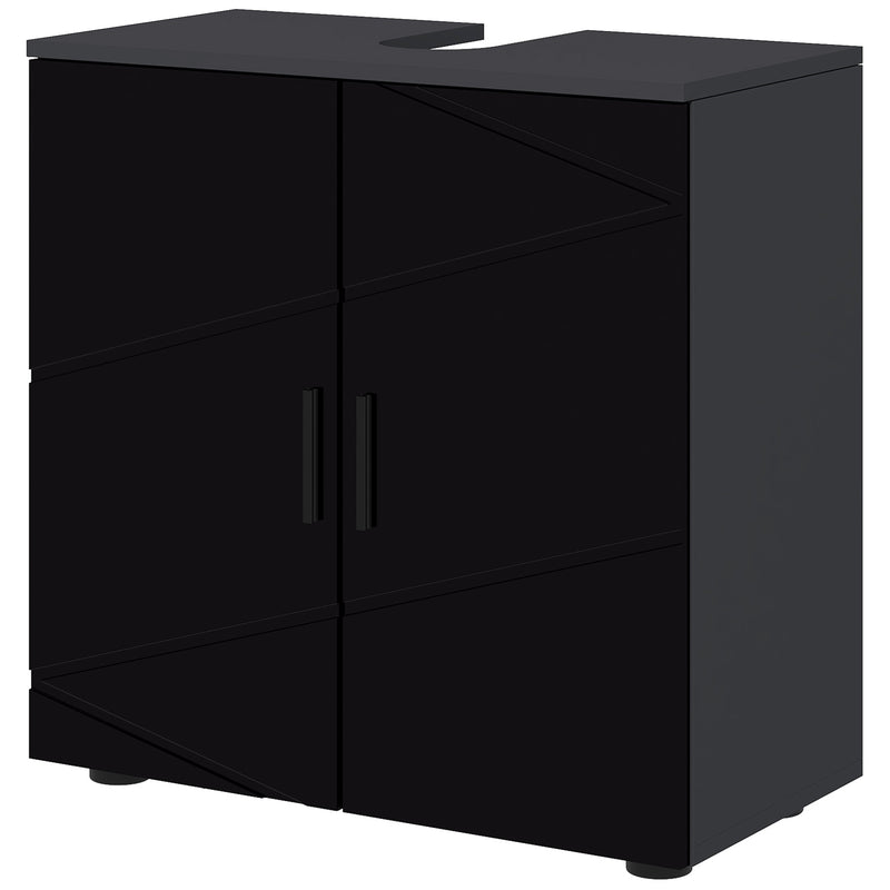 Mobile Sotto Lavabo Bagno 2 Ante 60x30x60 cm in Legno Nero-1