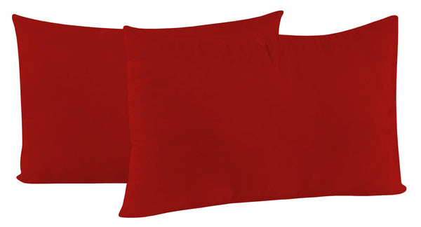 Paire de taies d'oreiller 52x82 cm en microfibre unie rouge sconto