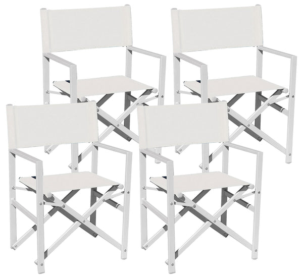 acquista Lot de 4 Chaises Directeur de Jardin 55x52x86 cm en Aluminium Ecru