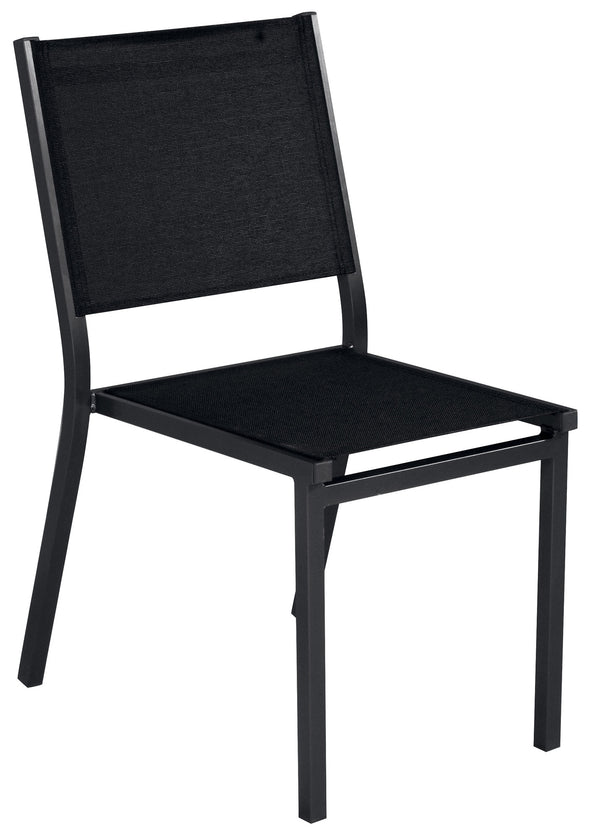 sconto Chaise de jardin empilable 48x57x87 cm en aluminium anthracite et textilène Elba noir