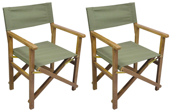 online Lot de 2 Chaises Directeur de Jardin 56x52x82 cm en Toile Robinier et Sauge