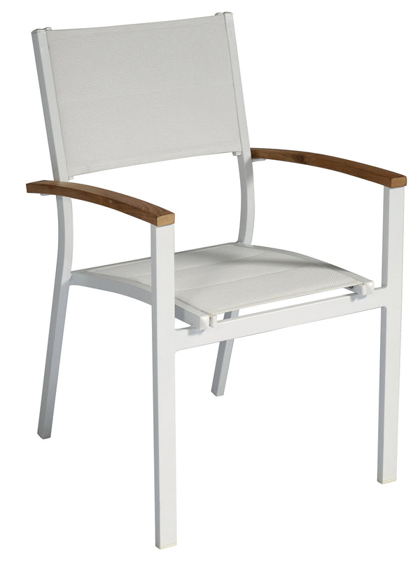 Chaise de jardin empilable 57x58x88 cm en aluminium et textilène Tenerife blanc online