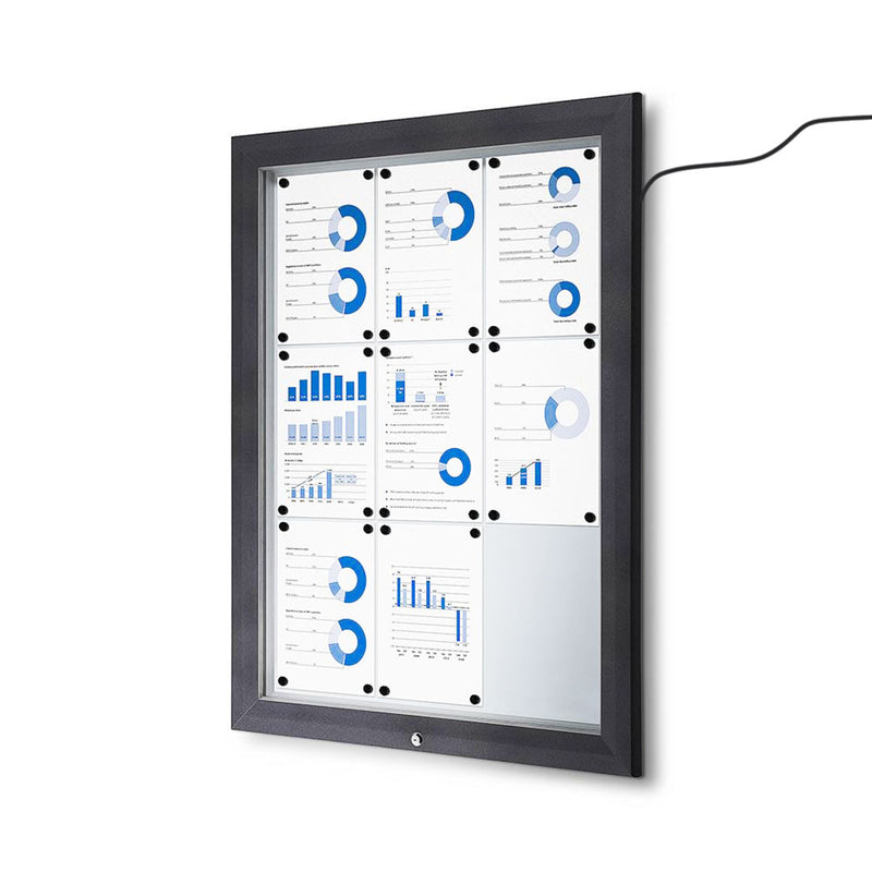 Bacheca da Esterno con Apertura a Ribalta 80,5x106,7x4,7 cm in Alluminio con Led Grigio Antracite-1