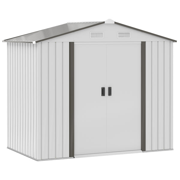 acquista Abri de Jardin pour Outils 213x130x185 cm avec Portes Coulissantes en Acier Blanc