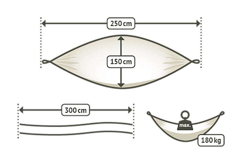 Amaca da Viaggio in Poliamide 150x250cm 180Kg con Fissaggio La Siesta Arancione-8