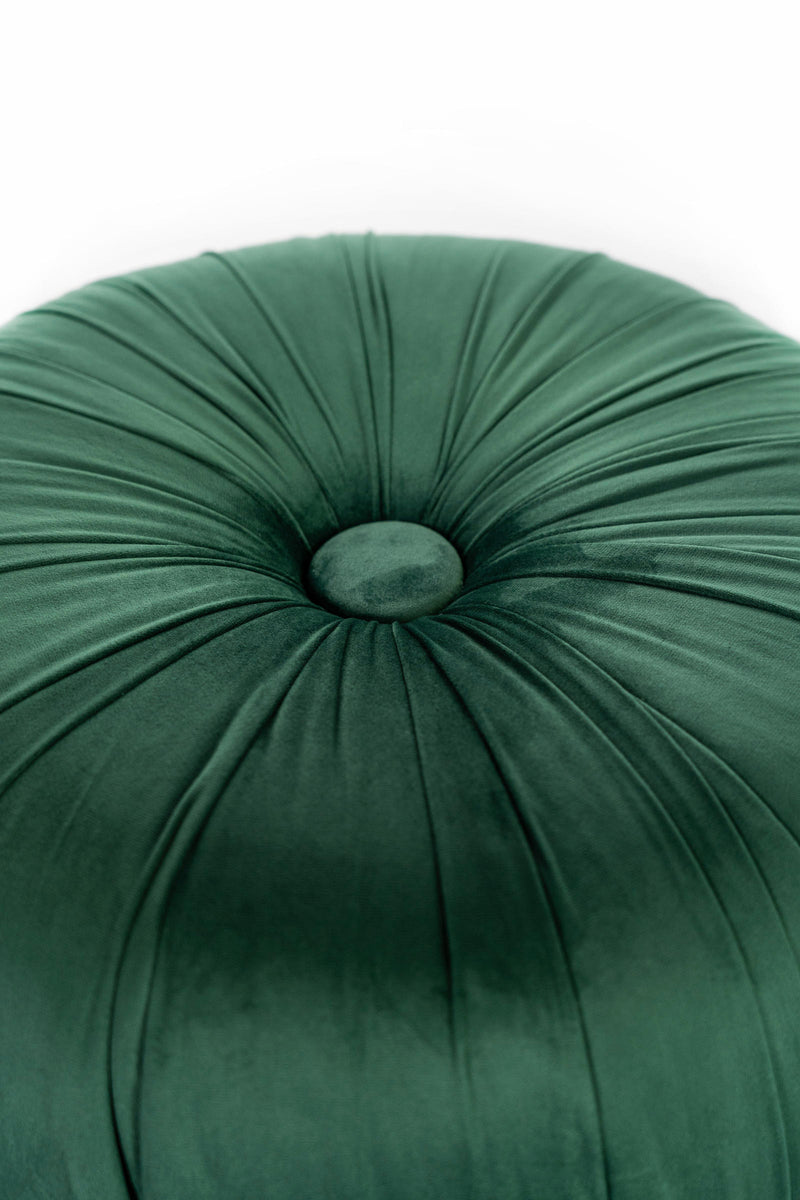 Pouf in Tessuto Vellutato Ø36 cm Verde-4