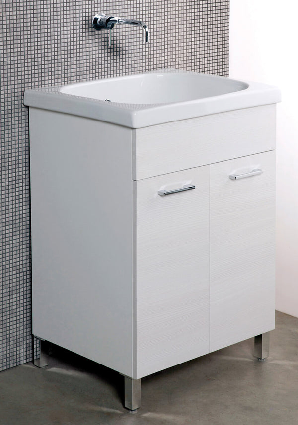 sconto Ambrosini Meuble de Lavage Céramique 2 Portes Blanc Rayé Différentes Tailles