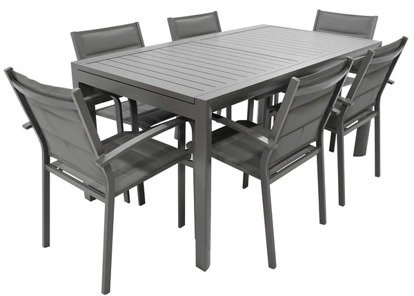 prezzo Ensemble table et 6 chaises de jardin en aluminium et textilène anthracite