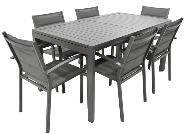 sconto Ensemble table et 6 chaises de jardin en aluminium et textilène taupe