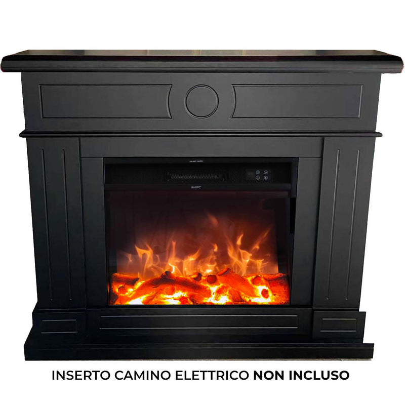 Cornice da Pavimento per Inserto Camino Elettrico 95x102x21,5 cm in MDF Sined Lipari Nero-3