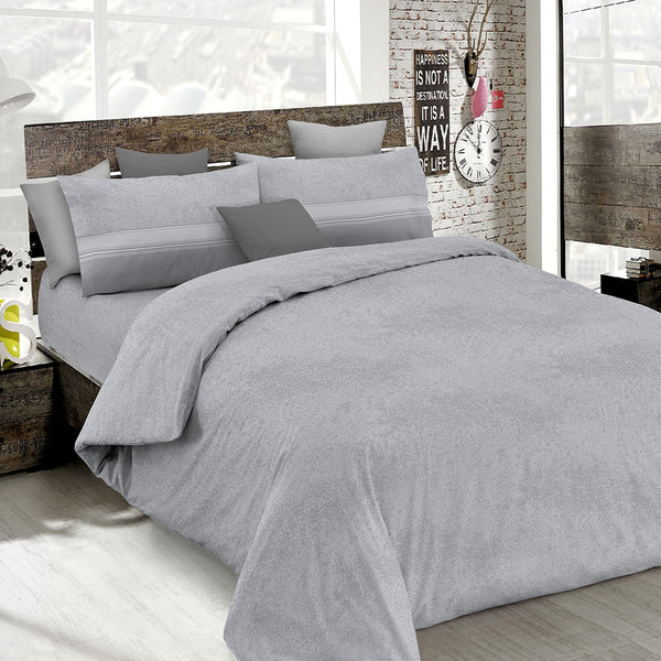 Housse de couette avec imprimé sur le sac et les taies d'oreiller Basic Grey prezzo