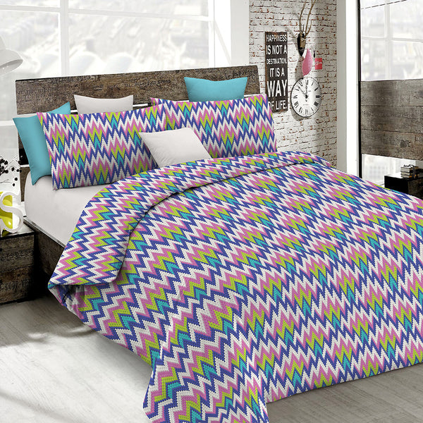 online Housse de couette avec imprimé Doubleface Zigzag sur le sac et les taies d'oreiller