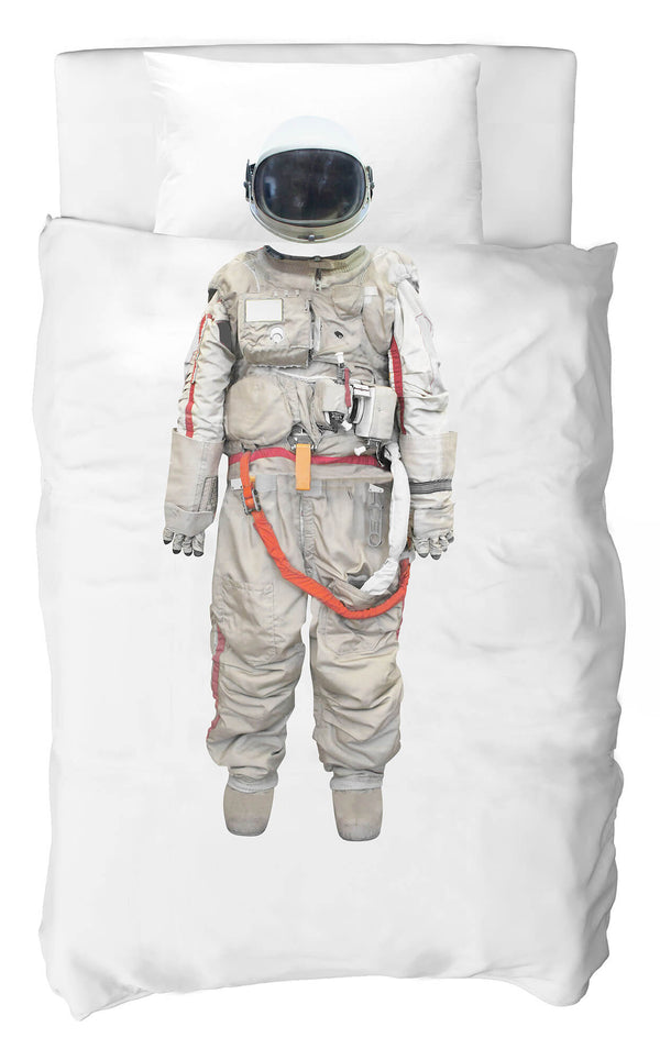 Housse de couette simple avec taie d'oreiller imprimée astronaute sconto