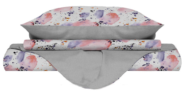 sconto Housse de couette double avec impression sur le sac et les taies d'oreiller