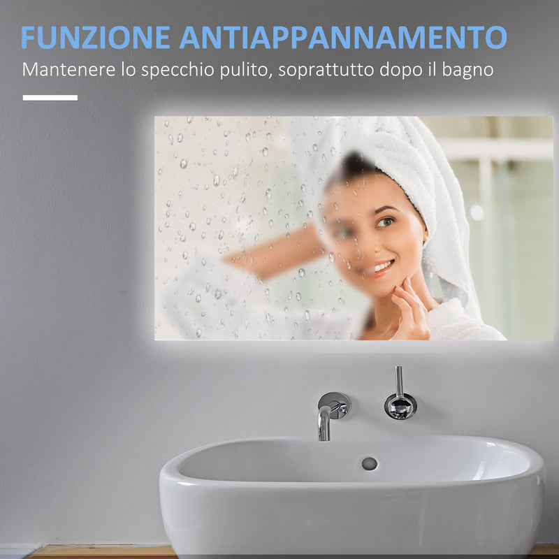 Specchio da Bagno 90x60 cm con Cornice a LED Argento-8