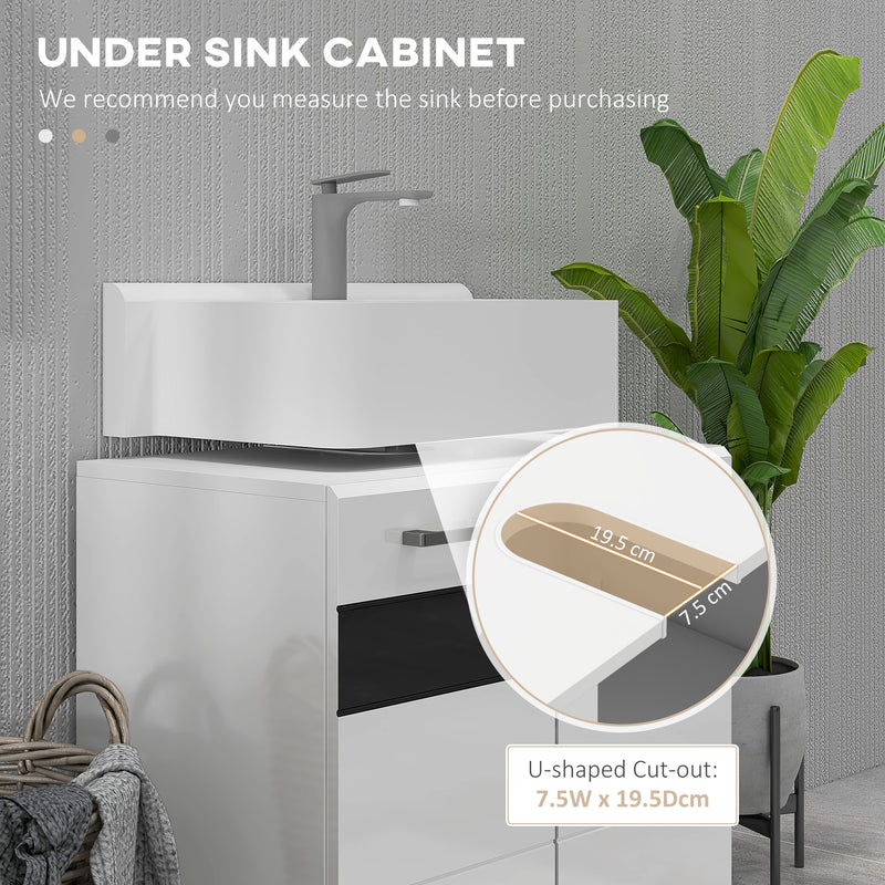 Mobile Sotto Lavabo Bagno 2 Ante 60x36,5x56 cm in MDF Bianco-4