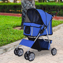 Passeggino per Cani Pieghevole 75x45x97 cm in Tessuto con Cestino e Portabicchieri Blu-2