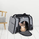 Borsa Trasportino Pieghevole per Cani Gatti con Tracolla in Tessuto Oxford Grigio 50x26.5x33 cm -2