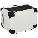 Trasportino Pieghevole per Cani e Gatti Crema nero 60x42x42 cm -6