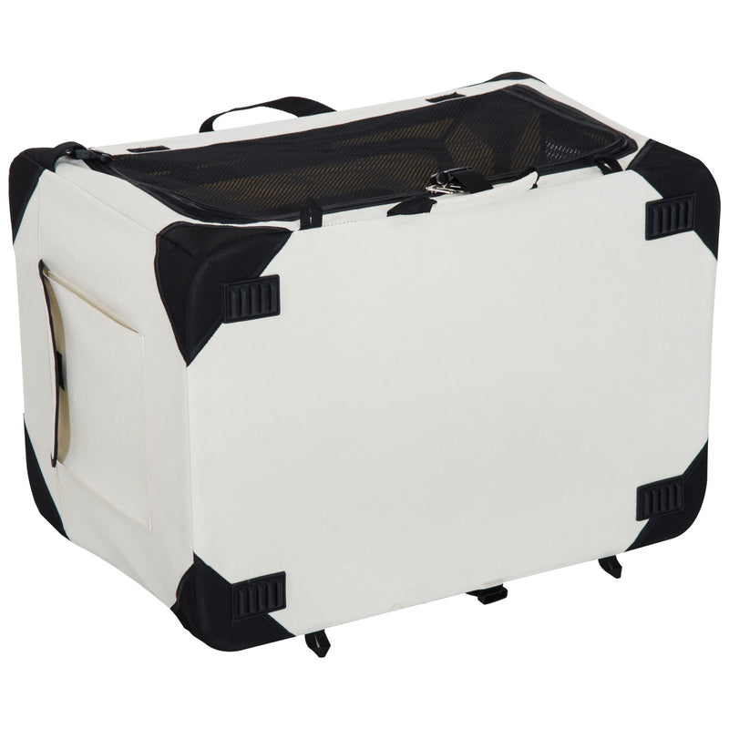 Trasportino Pieghevole per Cani e Gatti Crema nero 60x42x42 cm -6