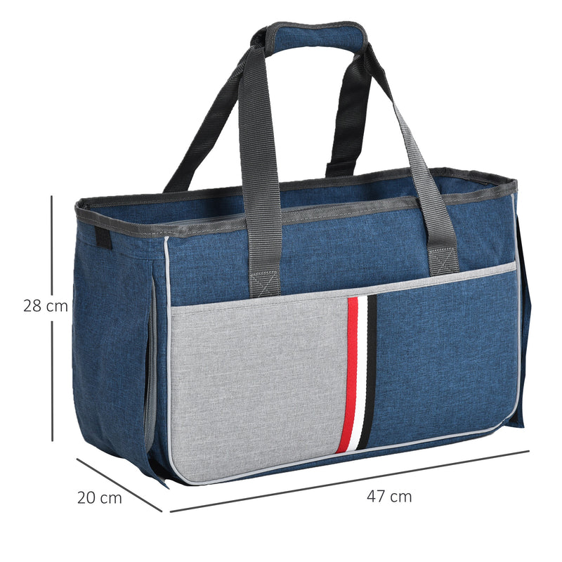 Trasportino per Cani e Gatti 47x20x28 cm in Oxford con Rete Traspirante Blu-3