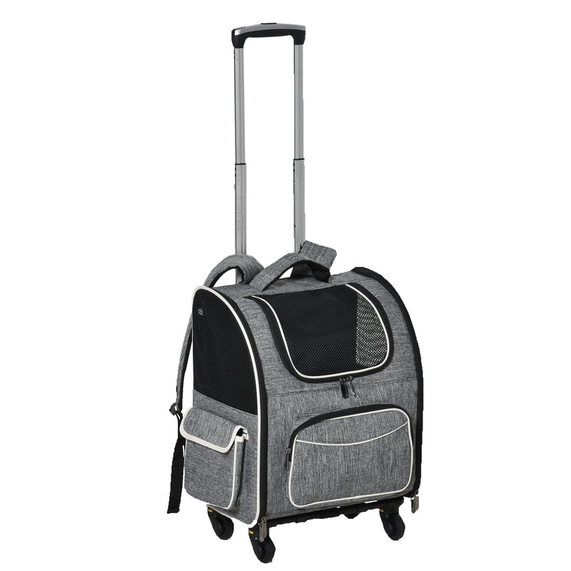 Trolley Zaino Trasportino per Cani e Gatti 43x33x51,5 cm in Tessuto Oxford e Poliestere Grigio e Nero-1