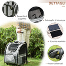 Trolley Zaino Trasportino per Cani e Gatti 43x33x51,5 cm in Tessuto Oxford e Poliestere Grigio e Nero-6