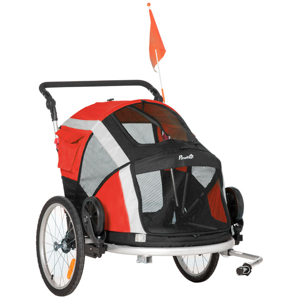 sconto Chariot Remorque Vélo pour Chiens et Animaux 150x82x98-108 cm Rouge