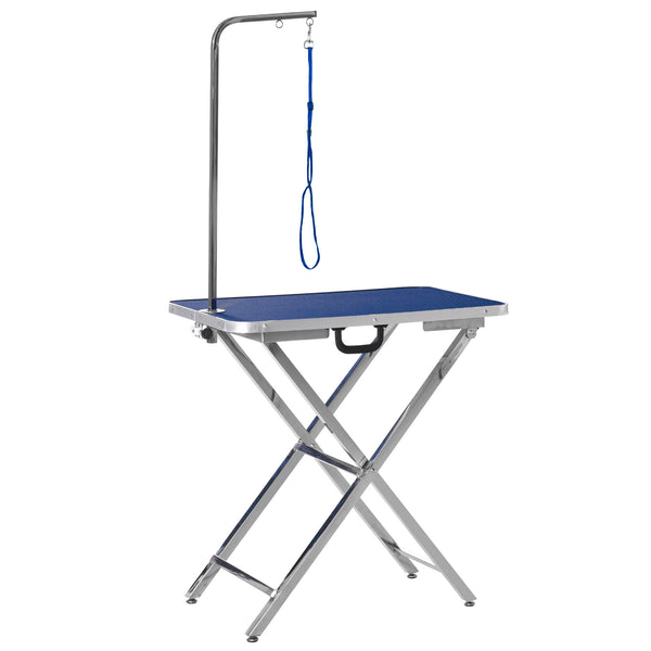 acquista Table de Toilettage et de Tonte Pliable pour Chiens et Chats 70x45x74-81 cm Charge 70Kg Bleu