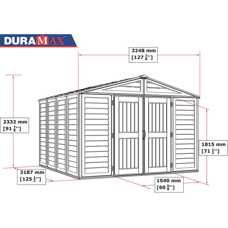 Casetta Box da Giardino 325x319x233 cm in PVC Avorio/Marrone-2