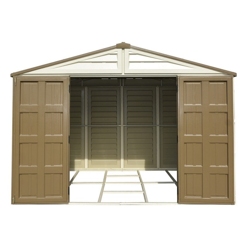 Casetta Box da Giardino 325x319x233 cm in PVC Avorio/Marrone-3