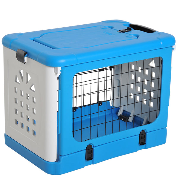 sconto Cage pliante pour animaux de compagnie en plastique bleu et acier 68x46x53 cm