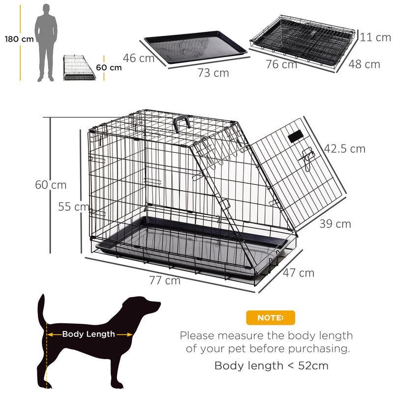 Trasportino per Cani 76x48x55 cm in Metallo Nero-3