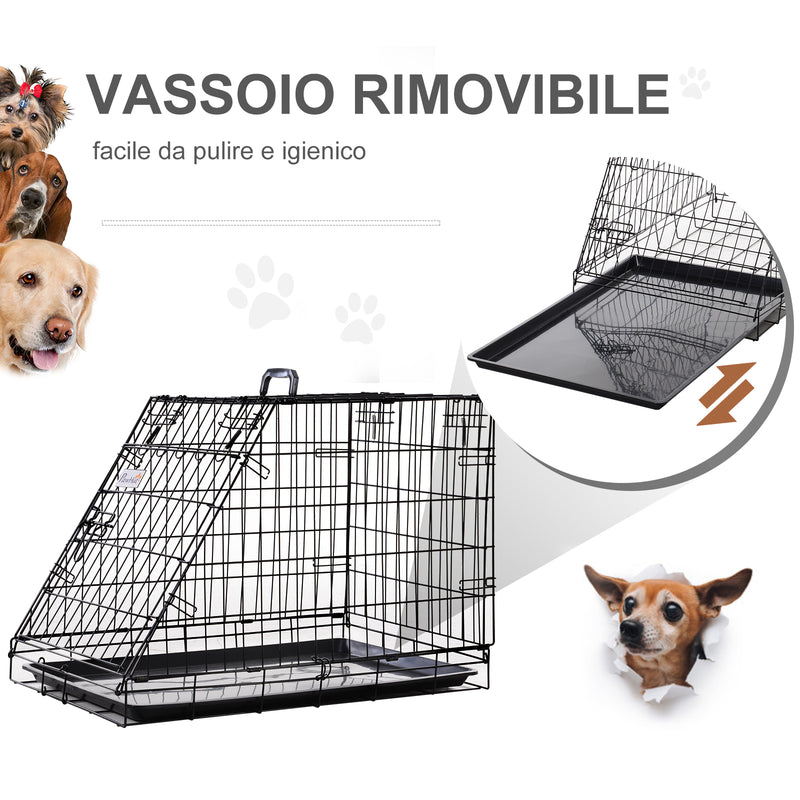 Trasportino per Cani 76x48x55 cm in Metallo Nero-5