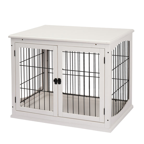 Cage pour Chiens 58,5x81x 66 cm en Bois et Acier Blanc sconto