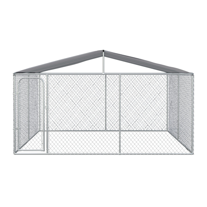 Kennel per Cani da Esterno 400x400x232 cm in Metallo Argento-4