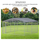 Kennel per Cani da Esterno 400x400x232 cm in Metallo Argento-6